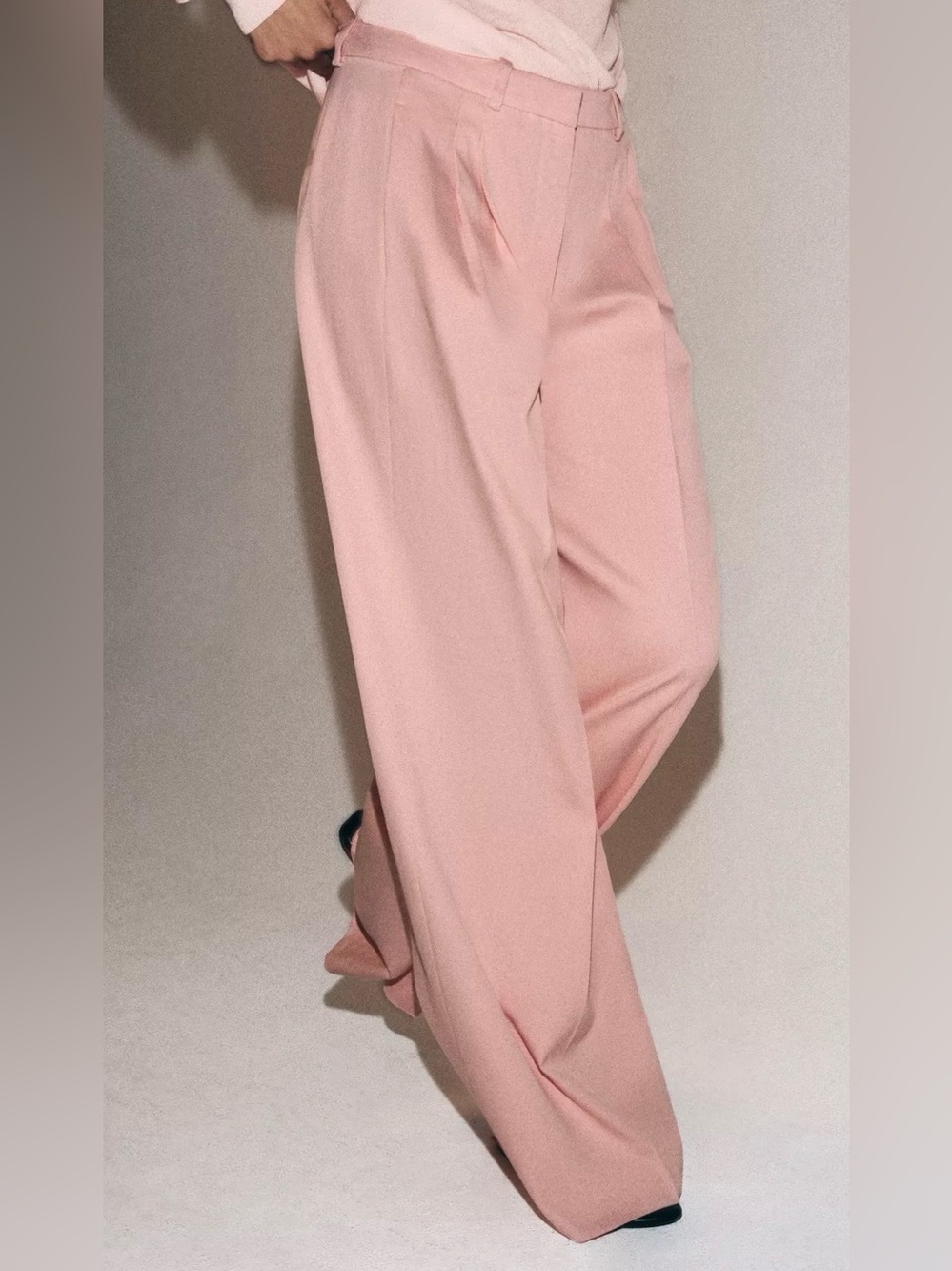 Zara NWT ZW Collection Pleated Wide Leg Trousers High Rise Tailored Pants - Picture 3 of 12